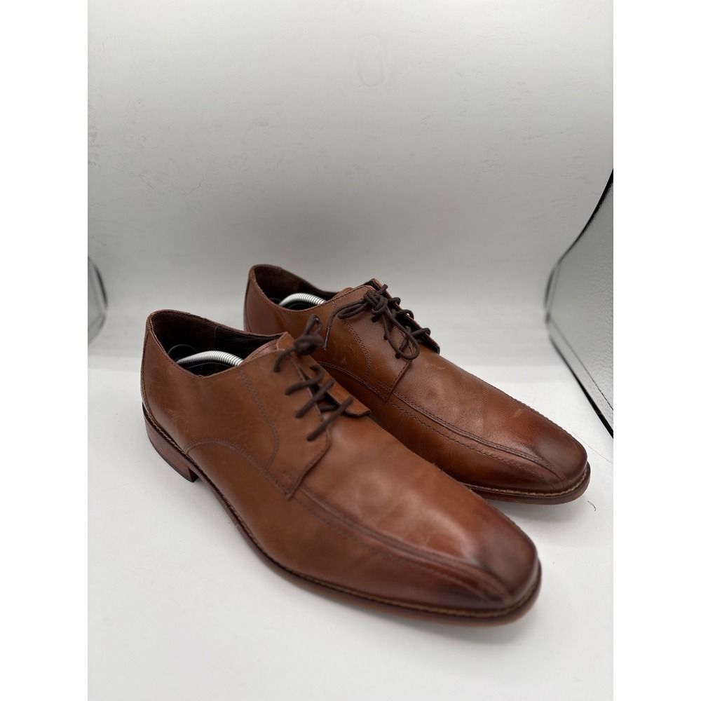 Florsheim Mens Cognac Brown Leather Bicycle Toe Derby Dress Shoes 14139-257 12 D